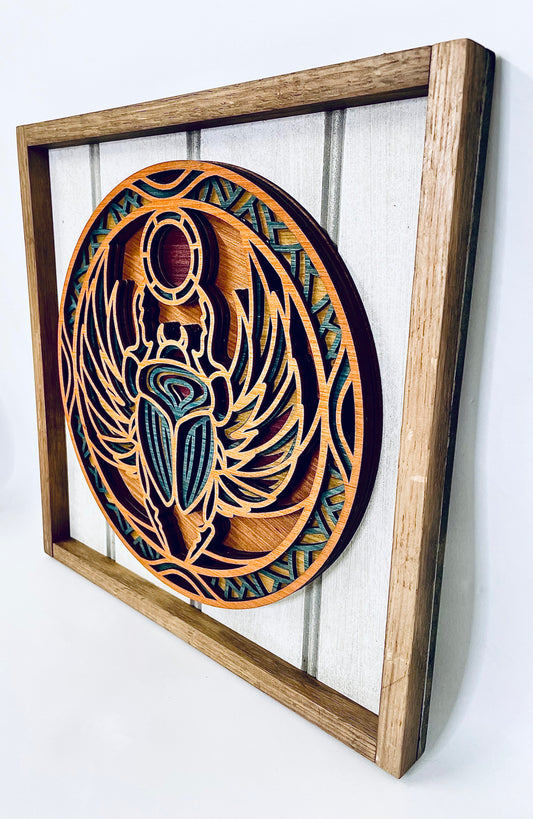 Egyptian Scarab Beetle 3D Mandala Layered Wall Art