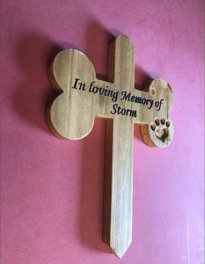 Personalized Wooden Dog Bone Memorial Cross , Garden Sign, Pet Memorial