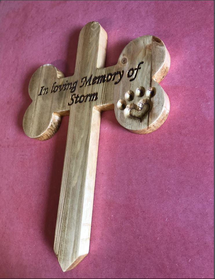 Personalized Wooden Dog Bone Memorial Cross , Garden Sign, Pet Memorial