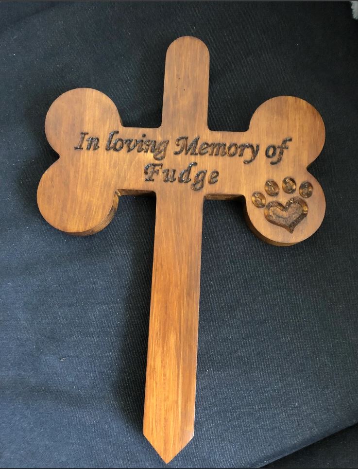 Personalized Wooden Dog Bone Memorial Cross , Garden Sign, Pet Memorial