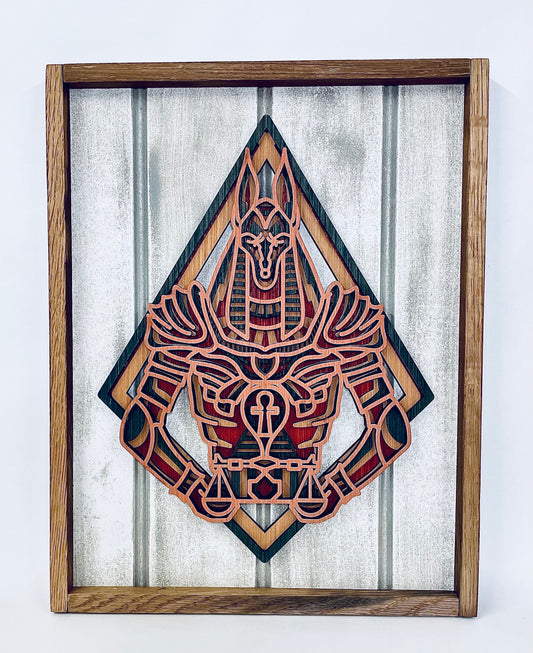 Anubis Egyptian 3D Mandala Layered Wall Art