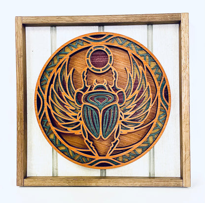 Egyptian Scarab Beetle 3D Mandala Layered Wall Art