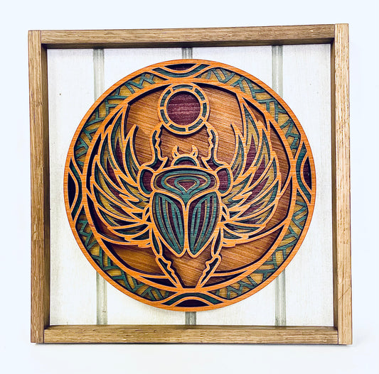 Egyptian Scarab Beetle 3D Mandala Layered Wall Art