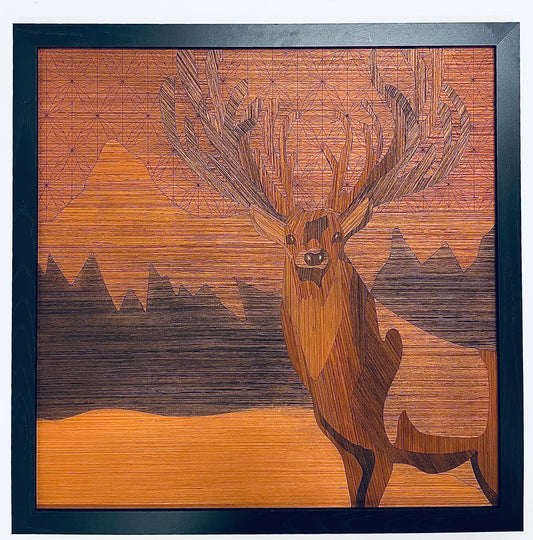 Winter Deer Framed Multipiece Wooden  Wall Art