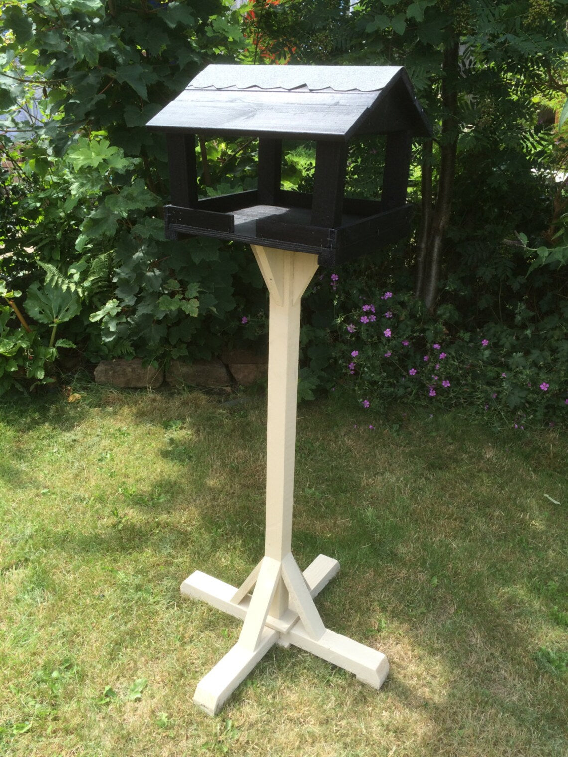 Bird Feeder Table - Black Ash and Country Cream