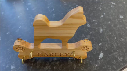 Shih Tzu Wooden Bone Shaped Lead Holder or Key Holder