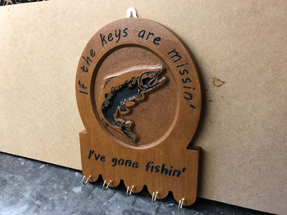 Gone Fishing Key Holder Plaque Hanger