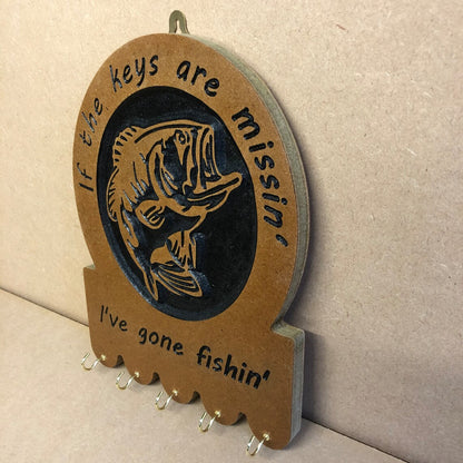 Gone Fishing Key Holder Plaque Hanger