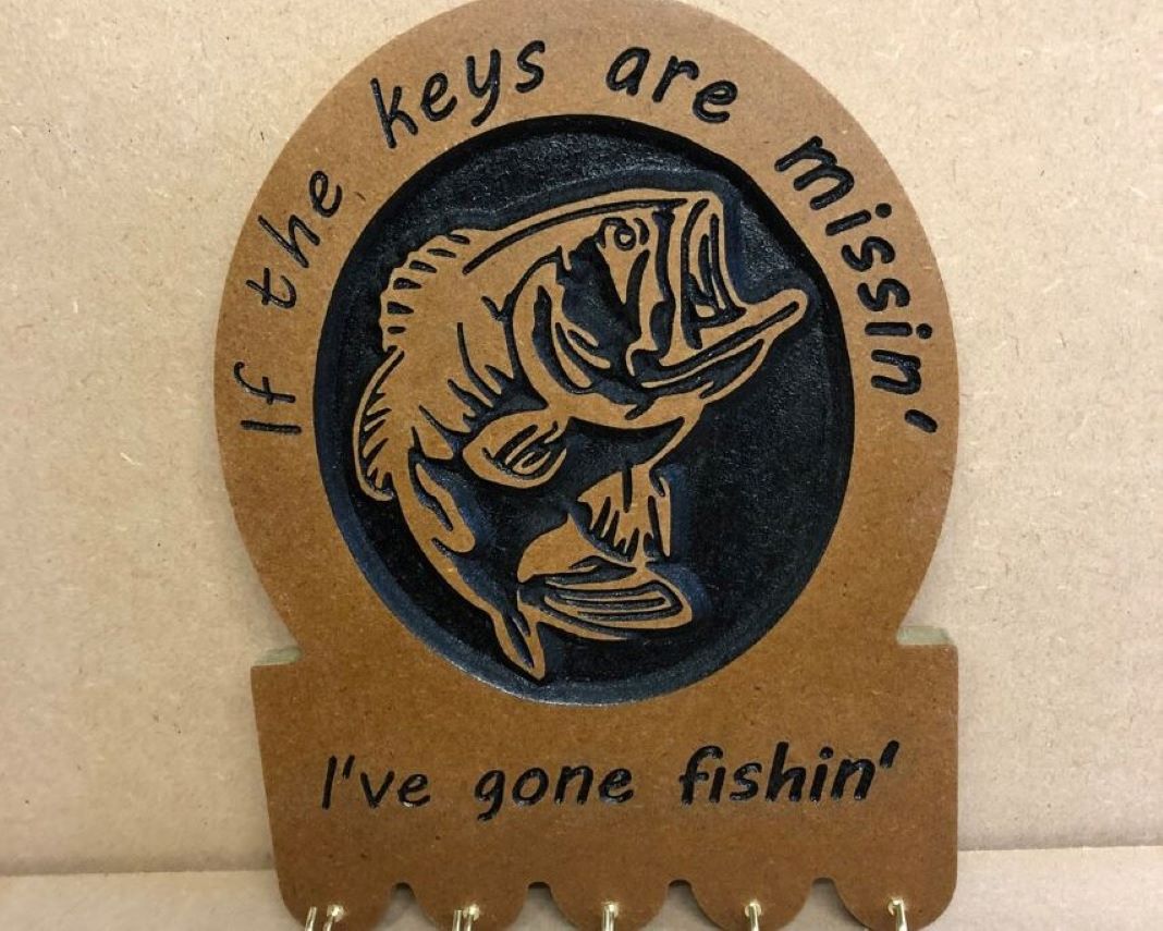 Gone Fishing Key Holder Plaque Hanger