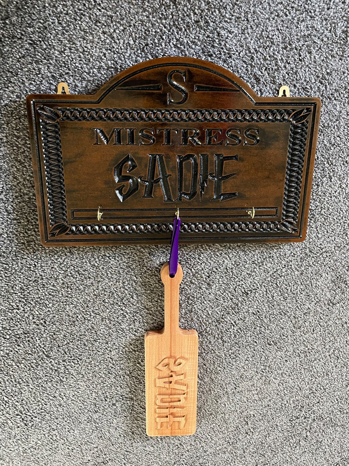 Mistress Plaque Paddle Hanger - Personalized